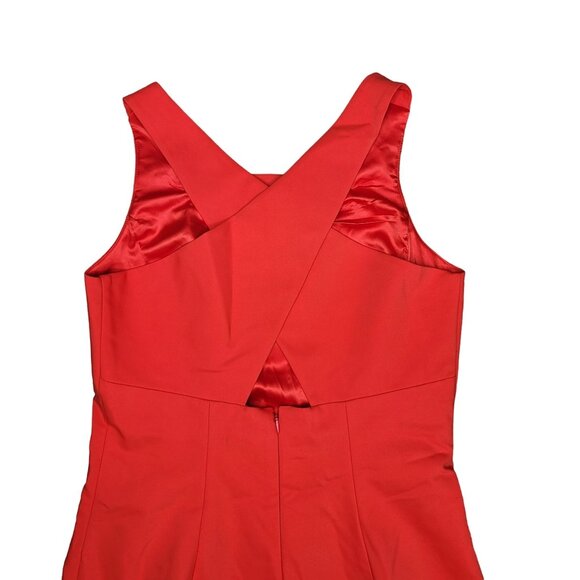 Belle Badgley Mischka NWT Red Sleeveless Sheath Dress Size 10 open cross back - Picture 7 of 10